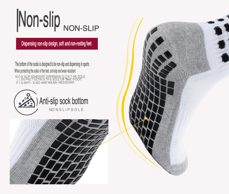 Anti-Slip Sports Grip Crew Socks – 3 Pairs | USA Only