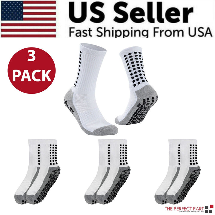 Anti-Slip Sports Grip Crew Socks – 3 Pairs | USA Only