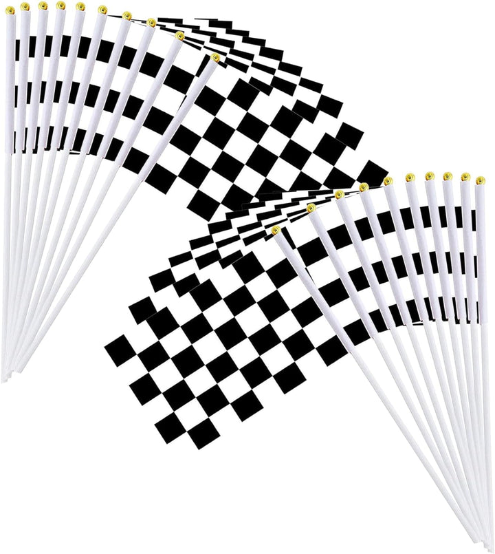 Set of checkered flags on white background