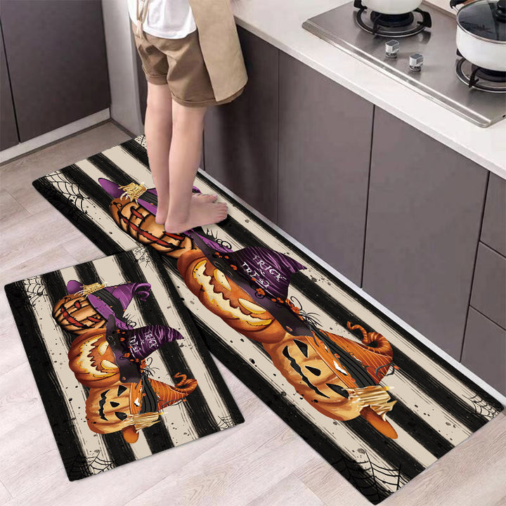 Halloween-themed rug with pumpkins and witches&