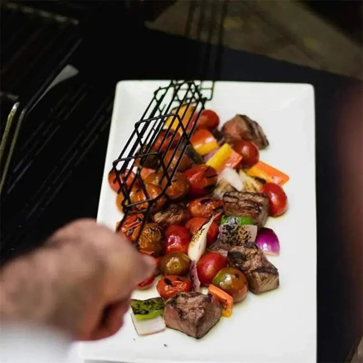 Portable Stainless Steel BBQ Grilling Basket – Non-Stick Grill Basket for Veggies, Meat &amp; More