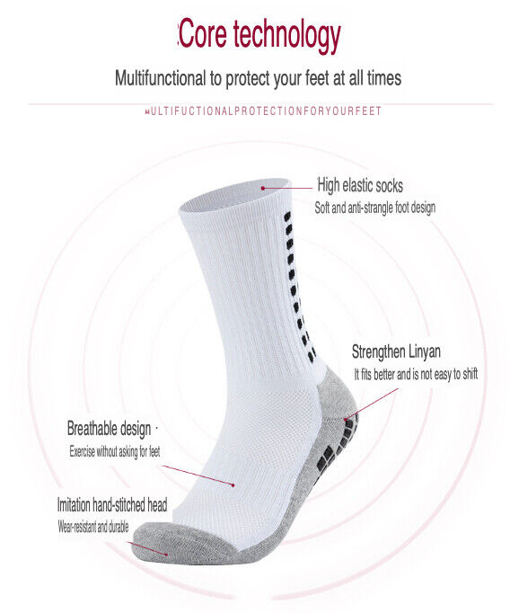 Anti-Slip Sports Grip Crew Socks – 3 Pairs | USA Only