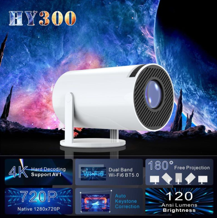 Portable Mini Projector – 720p HD | Movie Nights, Gaming &amp; Presentations | Choose Your Plug Standard