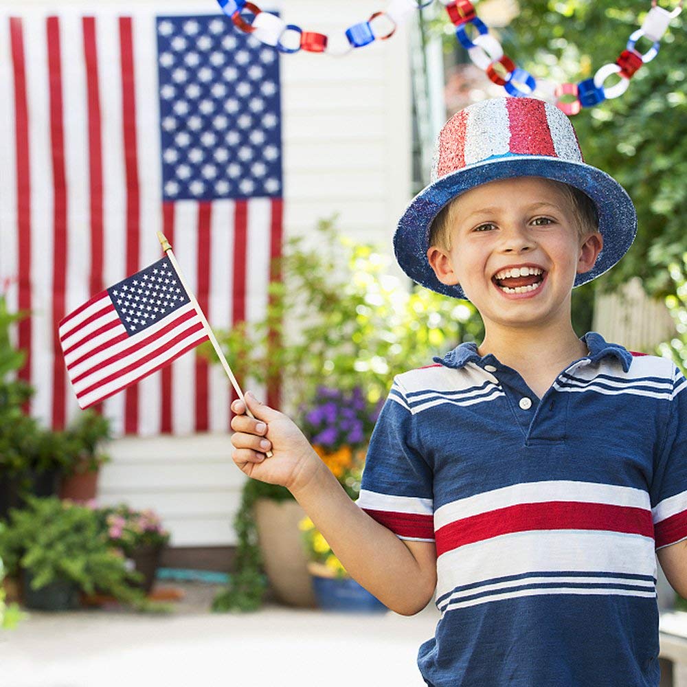 Kid holding USA flag