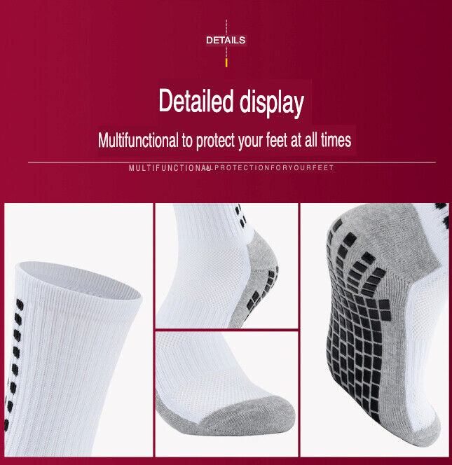 Anti-Slip Sports Grip Crew Socks – 3 Pairs | USA Only