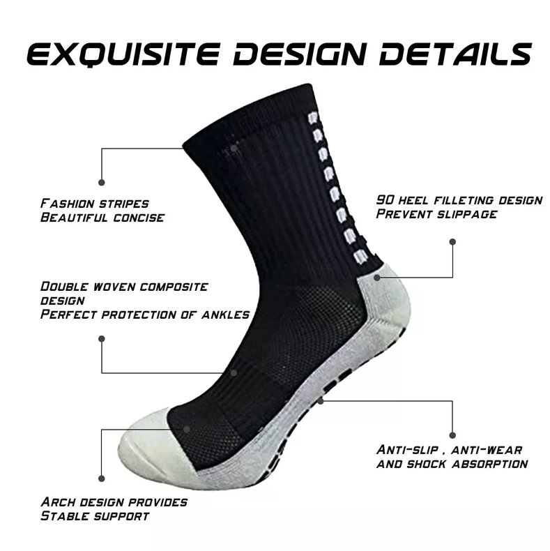 Anti-Slip Sports Grip Crew Socks – 3 Pairs | USA Only