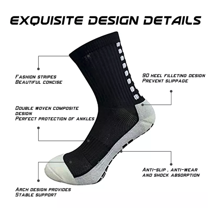 Anti-Slip Sports Grip Crew Socks – 3 Pairs | USA Only