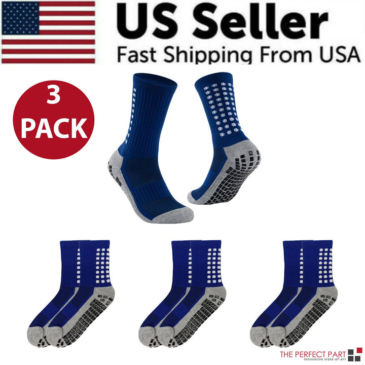 Anti-Slip Sports Grip Crew Socks – 3 Pairs | USA Only