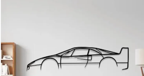 Car-shaped wall decoration on a plain wall