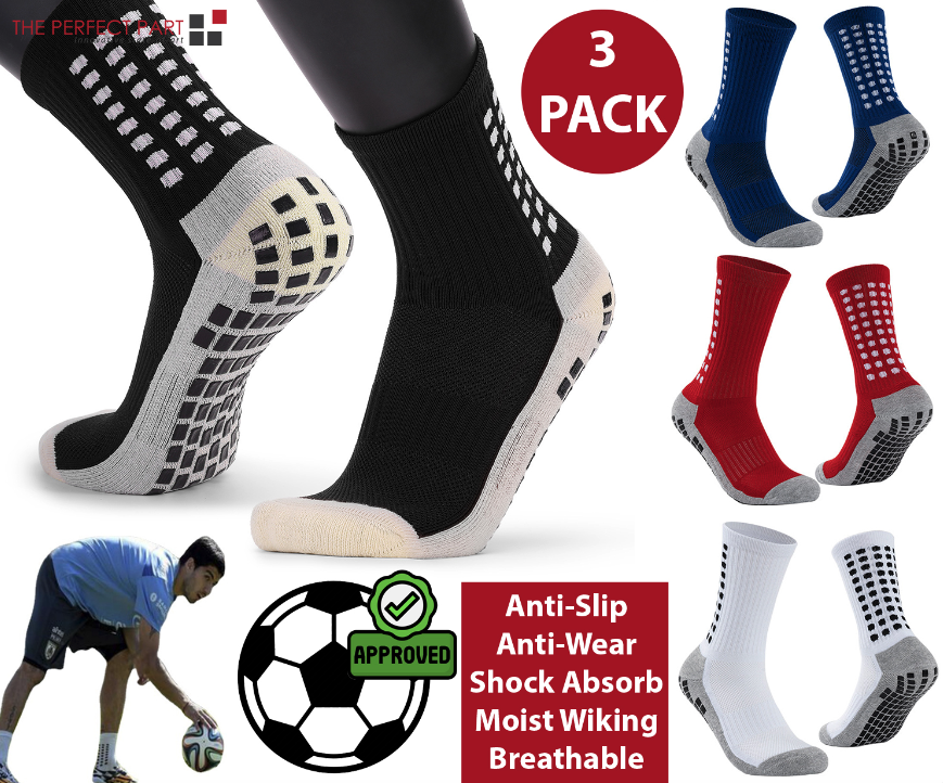 Anti-Slip Sports Grip Crew Socks – 3 Pairs | USA Only
