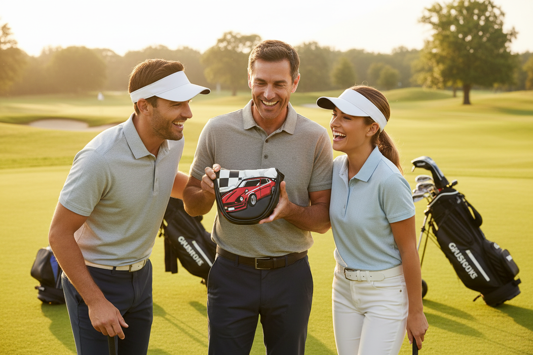 Racing Car Putter Cover – Golfer Showing Off to Male and Female Golfers